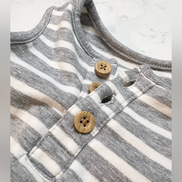 Little Planet by Carter’s Organic Cotton Terry Jumpsuit, Grey Stripes, 3 months - Picture 3 of 3